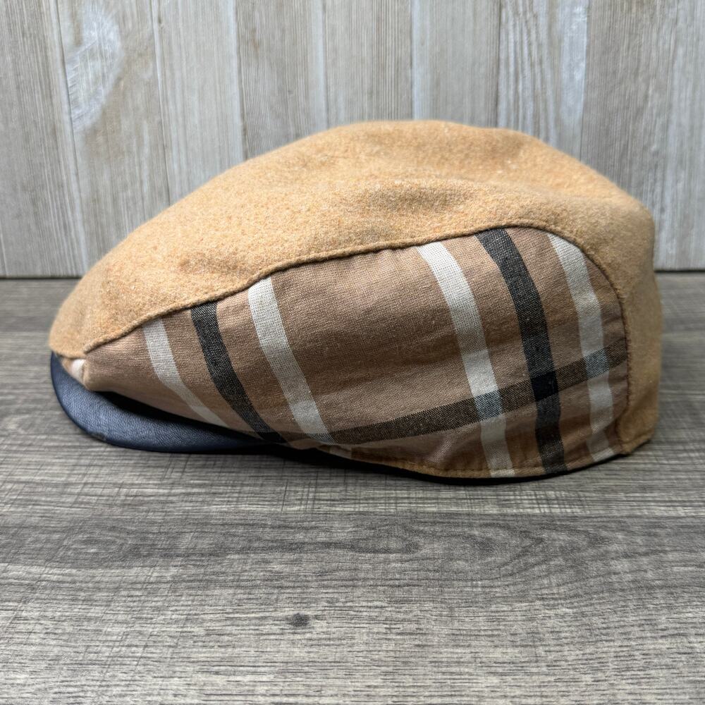 Stacy Adams Plaid Colorblock Ivy Flat Cap Tan Brown Driving Newsboy Hat - Picture 4 of 10